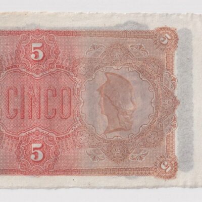 Chile, 5 Pesos Remanente del Banco Edwards, 1877.