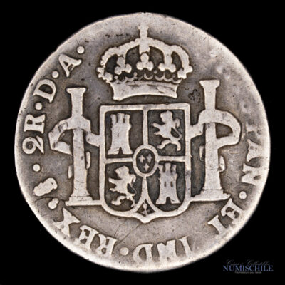 2 Reales 1776/5 D.A. Carlos III Acuñada en Santiago, Chile.