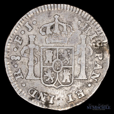 1/2 Real 1817 F.J. Fernando VII Acuñada en Santiago bajo la República, Chile.